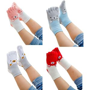 paar kindersokken, katoen, hardloopsokken, vijf vingers, dieren, schattige ademende hoge hakken, antislip, sportsokken voor kinderen van 3 tot 12 jaar, jongens en meisjes