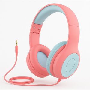 Intelectro Koptelefoon voor Kinderen - Veiligheid en Plezier in Eén! - Hoogwaardige Stereogeluid - Comfortabele Draagervaring - HD Microfoon - Volumeregeling - Brede Compatibiliteit en Audio Delen - Roze/Blauw - Levering Sneller dan Aangegeven!
