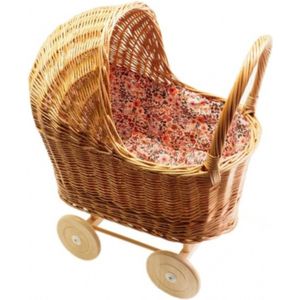 Hollie Rieten poppenwagen met kap retro flowers