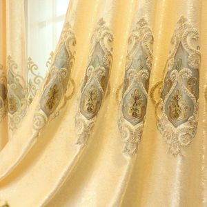 Set van 2 Europese gouden luxe jacquard-gordijnen voor slaapkamer woonkamer (230 x 140 cm)
