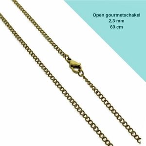 Open gourmet ketting - 60 cm - 2.3 mm - staal - goud - heren - dames