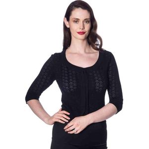 Dancing Days Longsleeve top -S- 50S POINTELLE Zwart