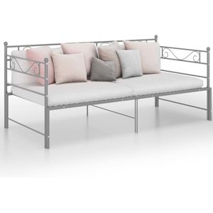 The Living Store Slaapbank Sereno - Bedbank - Grijs - 206.5 x 185 x 89.5 cm - Geschikt voor 90 x 200 cm Matras - Metalen Constructie