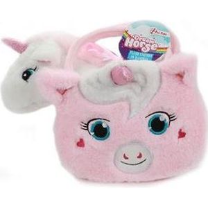 Knuffel Eenhoorn in pluche eenhoorntasje (2 ass.) | Eenhoorn | pluche | kindertas | knuffeltje | unicorn