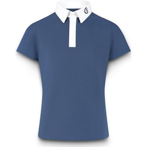 Kentucky Horsewear - Wedstrijdshirt Osaka – Showshirt jongen – Korte mouw – Navy – Strikboorkraag – Ademend – Maat 130