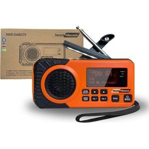Draagbare NoodRadio – DAB+/FM Radio met Bluetooth – 5000mAh Powerbank – Zonnepaneel – Radio op Batterijen – Hand Zwengel Dynamo – Zaklamp – SOS – Digitaal Scherm