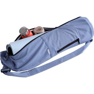 Navaris yogatas met rits en opbergvakje - 100% katoenen yogamat tas - Wasmachinebestendige fitness sport pilates of yoga mat tas - Met breed hengsel