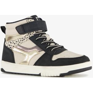 Blue Box hoge meisjes sneakers met panterprint details zwart beige - Maat 28
