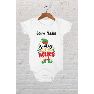 Hospitrix Sinterklaas Baby Rompertje met tekst ""Santa's Little Helper"" Maat S 50/56 | Sinterklaas | Baby Romper | Cadeau | Pietje |