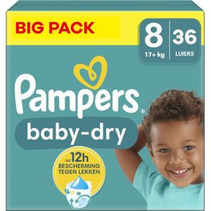 Pampers - Baby Dry - Maat 8 - Big Pack - 36 luiers - 17+ KG