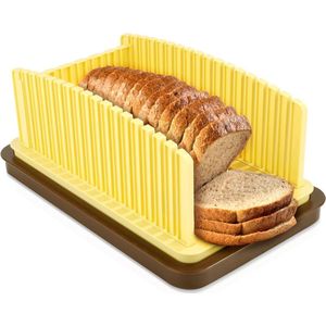 Verstelbare Broodsnijmachine - Zuurdesemrondjes en Stokbroodsandwich - Opvouwbaar met Lade - Geel Bread Slicer