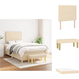 vidaXL Boxspringbed naam - Bed en Bank - 203 x 120 x 118/128 cm - Crème - Bed