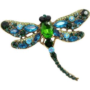 Elegante Crystal Dragonfly Broche - Vintage Stijlvol Sieraad voor Dames