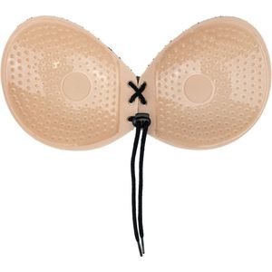 Bye Bra Round Lace-It Plak Beha, Zelfklevende Bh, Push-Up Bh, Plak BH vetersluiting, Strapless En Backless Beha, Zwart Kant, A