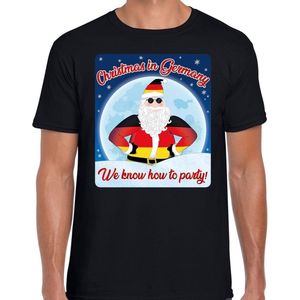 Fout Duitsland Kerst t-shirt / shirt - Christmas in Germany we know how to party - zwart voor heren - kerstkleding / kerst outfit S