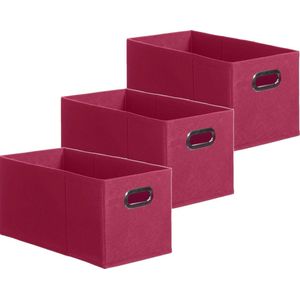 Set van 3x stuks opbergmand/kastmand 7 liter framboos roze linnen 31 x 15 x 15 cm - Opbergboxen - Vakkenkast manden