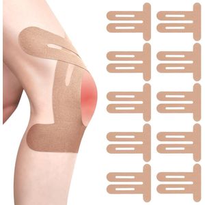 QTTVBTNA -Voorgesneden Kinesiotape voor Knie – 10 Stuks, Waterdicht, Ademend & Latexvrij – Sport, Fitness & Actieve Lifestyle