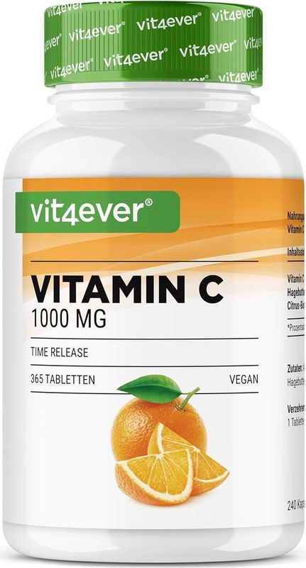 Vitamine C 1000 mg - 365 Tabletten - Vegan - Zonder Toevoegingen
