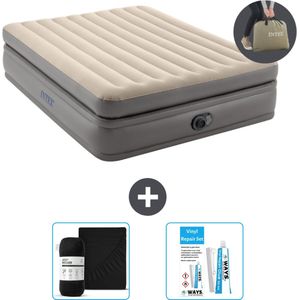 Intex Luchtbed - 2-Persoons - 152 x 203 x 51 cm - Grijs - Inclusief pomp - Hoeslaken en Reparatieset
