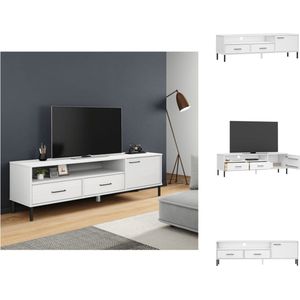 vidaXL OSLO TV-meubel - wit - 158 x 40 x 46.5 cm - massief grenenhout en metaal - Kast