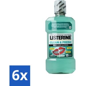 Listerine – Mondwater – Clean & Fresh – Zonder alcohol – 500 ml - Voordeelverpakking - 6 stuks