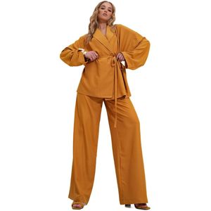 Trend Alaçatı Stili Set Boven- En Onderbroek Van Grijs Gerimpeld Jasje Voor Dames Alc-X12433