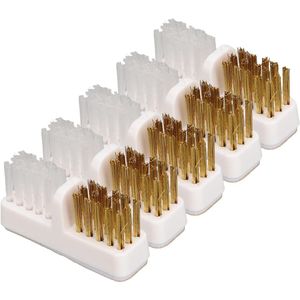 Allecto plus - Set van 5 Boor Reinigers, Nagel Boor Reinigingsset in Draagbaar Formaat, Wit Koper met Zachte Borstelharen