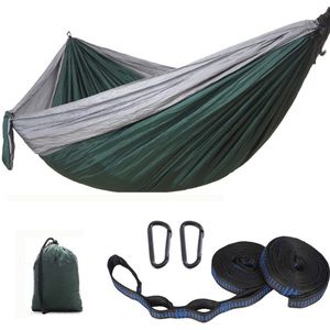 Kampeerhangmat - Reishangmat met banden - 1 stuk - Draagbare, ademende hangmat - Geschikt voor tuin, buiten, backpacken, reizen - Buitenhangmat met parachutestof - Enkel, dubbel, kamperen, fietsen, binnen, vrijetijdshangmat - 270 x 140 cm