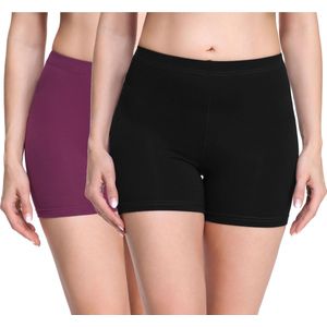 Merry Style Dames Leggings - Shorts - Korte - Viscose - Wielershorts - 2Pack - MS-MS10-283-LE-2P - Zwart/Wijnrood (2Pack) - XXL