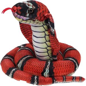 Pia Soft Toys Knuffeldier Cobra slang - zachte pluche stof - rood - kwaliteit knuffels - 120 cm