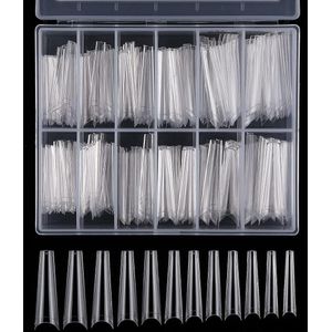 ByShane - False Nails & Capsules 240 stuks - vierkant, taps, extra lang - 12 maten - ballerina nagel capsules - transparante acryltips voor nagelstudio nagelontwerp