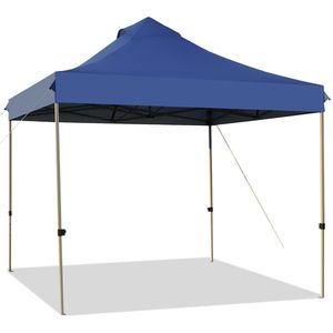 COSTWAY 3 x 3 m paviljoen, vouwpaviljoen, waterdicht, stabiel, winterbestendig, uv-bescherming 50+, in hoogte verstelbaar tuinpaviljoen, partytent met draagtas op wielen, voor tuin, bruiloft, feest