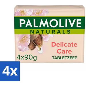 4 x Palmolive Tabletzeep Naturals Amandel Melk 4x 90 gr - Palmolive Zeep - Natuurlijke Zeep - Delicate Care - Huidverzorging - Milde Zeep