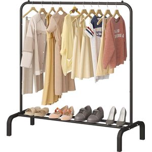 kledingrek 110 cm, metalen kledingstang, kapstok met bodemrek voor jassen, rokken, overhemden, truien, zwart