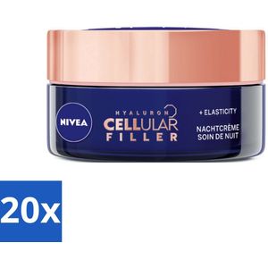20 x NIVEA - Nachtcrème - CELLular Expert Lift Anti-Veroudering - Voor alle huidtypes - Met Bakuchiol & Hyaluronzuur - Verhoogt collageen & anti-rimpel - 50 ml - Gevoelige Huid - Anti-aging - Huidverzorging