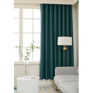 Home of Curtains - RUBEN - Gordijn - Met Ringen - Verduisterend - Kant en Klaar - 300x260 cm - Donker Groen - 1 Stuk