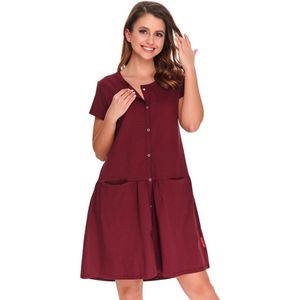 Doctor Nap Katoenen Nachthemd met Knoopjes Borstvoeding Bevallingsjurk Sangria TCB.9445 36 / S