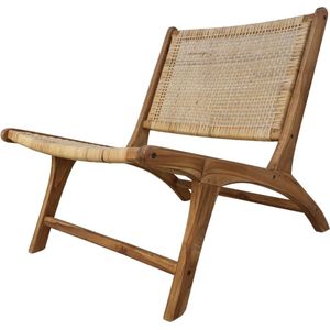 Loungestoel - 67x81x71 - Naturel - Teak/rotan