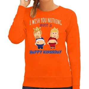 Bellatio Decorations Koningsdag sweater voor dames - Happy Kings day - oranje - oranje feestkleding XXL