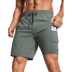 Heren 2-in-1 Tiener Shorts met Ontspannen Pasvorm voor Hardlopen en Sporten
