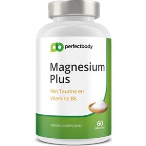 Magnesium (bisglycinaat) Plus (taurine, Vitamine B6 & D3) Tabletten - 60 Tabletten - PerfectBody.nl