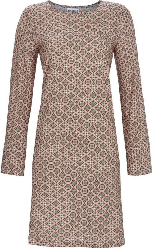 Ringella - Nachthemd - Roze - Grafisch Patroon - Lange Mouwen