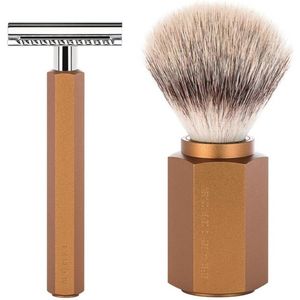 MÜHLE -Scheerset Hexagon - Bronze - Saf.Razor - Silvertip Fibre
