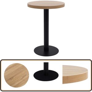 vidaXL Bistrotafel - 60 cm - MDF - Lichtbruin & Zwart Bistrotafel - Eetkamertafel - Buitentafel - Terrastisch - Cafetafel