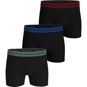 Björn Borg Cotton Stretch Boxershort Heren - Zwart/Groen/Blauw/Rood - 3 stuks - Heren onderbroeken - Katoenen Boxer - Maat L