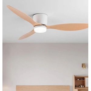 3 Kop Plafondventilator - Moderne LED Ventilator Lamp - Ventilator Lamp - 132 cm - Dimbaar - 6 Snelheden - Hout/Wit - Keuken Lamp - Woonkamerlamp - Moderne lamp