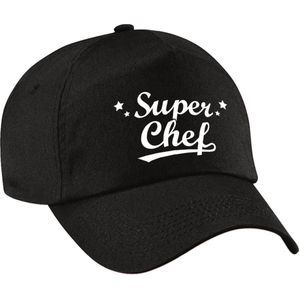 Super chef cadeau pet / baseball cap zwart voor dames en volwassenen - cadeau pet chef / baas