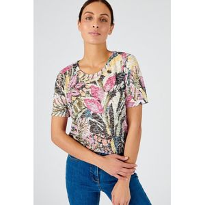 Damart - T-shirt met korte mouwen verweerd breisel met print - Dames - Violet - XS