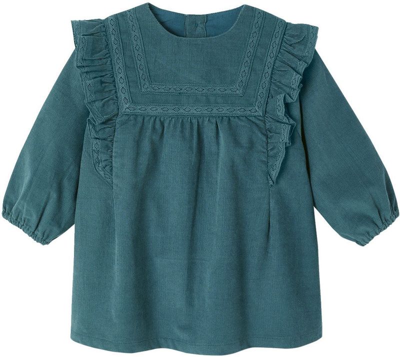Babyjurk - Ribfluweel - Groenblauw - A-lijn