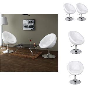 vidaXL Loungestoel Wit - Verstelbaar - Stalen frame - Gepolijst chroom - 61x58 cm - Safron - Barkruk